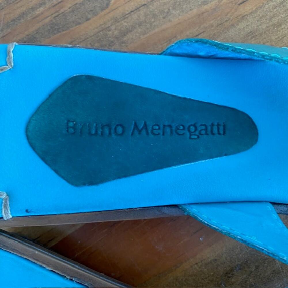 Bruno Menegatti Teal Leather Flip Flop Sandals - Size 8 - Picture 4 of 6